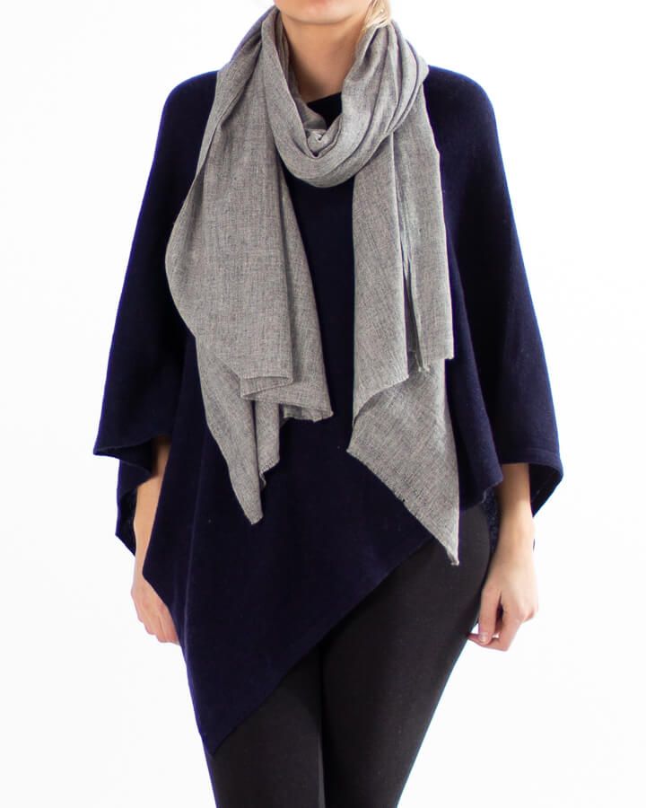 Kashmir-skjerf-14-0008-3 Mørk grå cashmere skjerf / Kasjmir skjerf