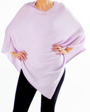 Rosa poncho av cashmere/kasjmir uten knapper