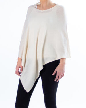 Hvit poncho av cashmere - Uten knapper