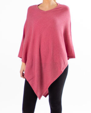 Lys rød poncho av kasjmir / cashmere uten knapper