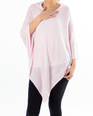 Rosa poncho av kasjmir / cashmere uten knapper