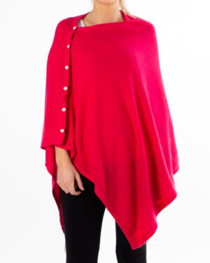 Rød poncho av cashmere