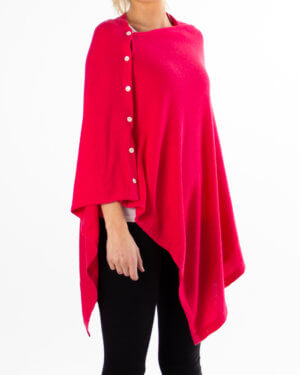 Rød poncho av cashmere