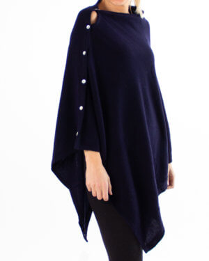Mørk blå poncho av kasjmir / Cashmere