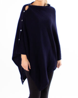 Mørk blå poncho av kasjmir / Cashmere