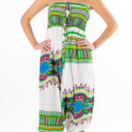 Hvit og grønn haremsbukse for yoga nr 3