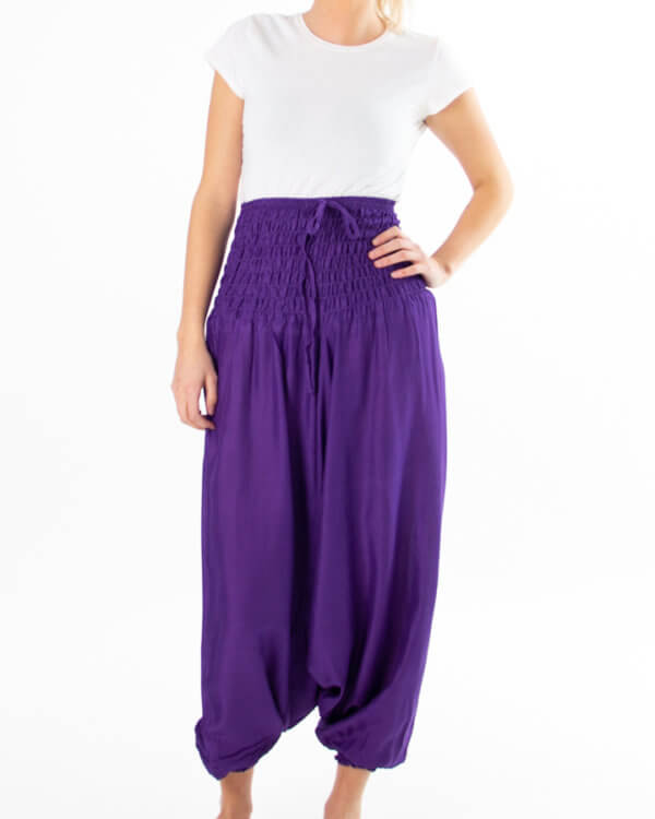 Ensfarget lilla haremsbukse