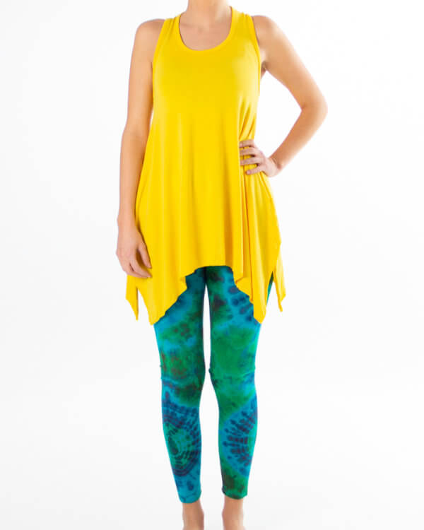 yoga tights og topp-12-0007-4 Yogasett bestående av gul topp og grønn tights